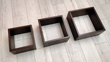 Set 3 Mensole da Parete Muro Cubo Legno Scuro