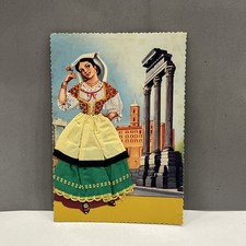 CARTOLINA COLORI VINTAGE COLLEZIONE COSTUMI ROMANI - IN RILLIEVO 