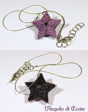 Idea regalo collana ciondolo pendente STELLA artigianale double face viola nero