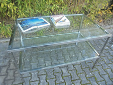 Tavolo cristallo e acciaio 2 ripiani 80x130