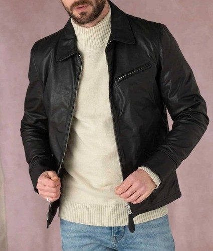 Giacca nera morbida pelle - , uomo
