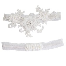  2 pezzi eleganti giarrettiere da sposa pizzo fiore elastico gambe anelli