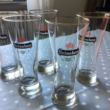 Cinque Bicchieri Birra Heineken  Forma Vintage Da Collezione.