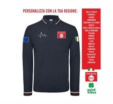 POLO manica lunga Tricolore EMERGENZA 112 italiana con PERSONALIZZAZIONE REGIONE