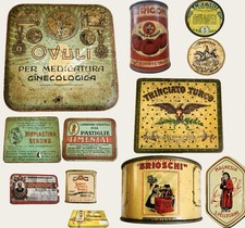 LOTTO 12 SCATOLE IN LATTA NB. LA PRIMA (OVULI GINECOLOGICI) RARISSIMA