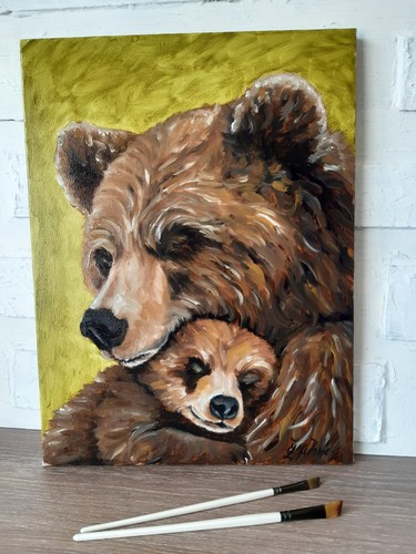 Madre orso cucciolo dipinto - madre,
