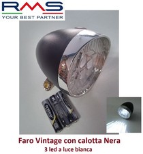 Faro/Fanale Anteriore Vintage calotta Nera - luce 3 Led per Bici 20-24-26 Olanda