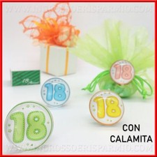 MAGNETI IN VETRO TONDI COLORATI PER 18 ANNI COMPLEANNO BOMBONIERE APRIFESTA