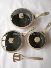 Set padelle antiaderente con pietra lavica e con coperchio più spatola. B740