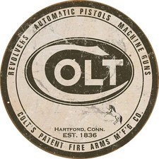 Colt Revolver Round Logo Tin