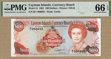 ISOLE CAYMAN: banconota da 100 dollari, (ONU PMG66), P-15, 1991, senza riserva!
