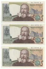 Repubblica Italiana - 2000 Lire Galileo Galilei - Tris Consecutive - DECR.MIN. 2