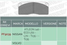 PASTIGLIE FRENO NISSAN ATLEON 069029640 WVA 29039