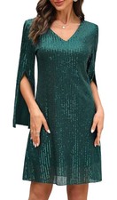 Abito formale da sera/matrimonio Cooan taglia 3XL verde smeraldo paillettes NUOVO