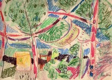 Enrico Paolucci (1901-1999)  Paesaggio - Pastello su carta