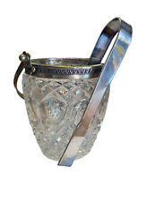 ? SECCHIELLO E PINZA porta ghiaccio Cestello anni '50 cristallo argento 800