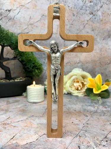 Wooden crucifix hanging wall - wooden,