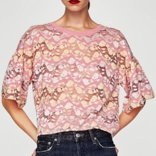 Zara top donna rosa panna - rosa,