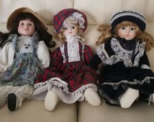 Set tre bambole di porcellana da collezione, 40 cm ottime condizioni