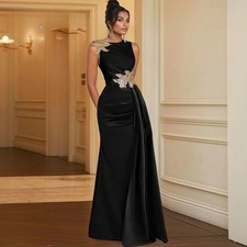 Abito per mamma sposa senza maniche raso sirena cerniera vestido para madre