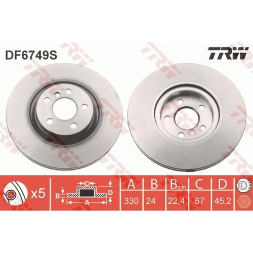 Trw disco freno - trw, anteriore