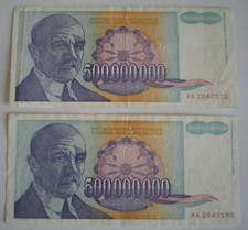 Banconote Yugoslavia 2 da 500000000 di dinari