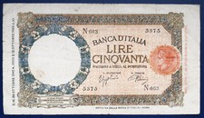 (£)    50 Lire 1940 LUPETTA 1° tipo (Fascio)  - REGNO D'ITALIA - VITT. EM. III -