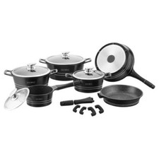 Batteria di pentole Set Pentole 14 pezzi Pietra Lavica Royalty line Nero