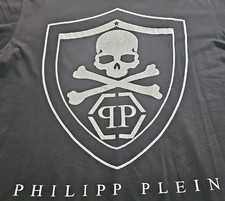 T-shirt di design PHILIPP PLEIN taglia XL nera con strass