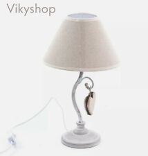 LAMPADA ABATJOUR COMODINO Shabby chic GRIGIO cuore legno PARALUME CAMERA h33