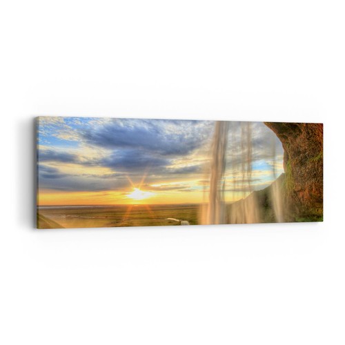 Quadro tela 90x30cm cascata - quadro,