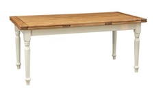 Tavolo allungabile Country in massello di tiglio struttura bianca anticata piano