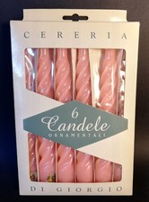 CERERIA DI GIORGIO - 6 Candele Torciglione laccate Rosa Ornamentali
