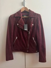 Tigha - Giacca in pelle rosso vinaccia con cerniere