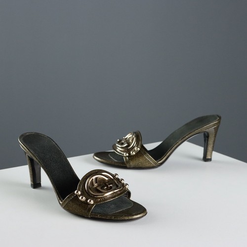 Sandali gucci nero oro pelle - nero,