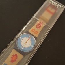 Swatch vintage originale GN126 Cancun scatola in pelle 1992 o 1993 RARO