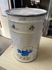 Bidone in latta contenitore giochi Puffi 1982 - 45cm