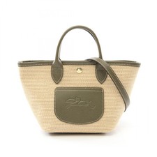 Borsa a tracolla Longchamp Le Pliage XS Basket tela paglia beige cachi NUOVA