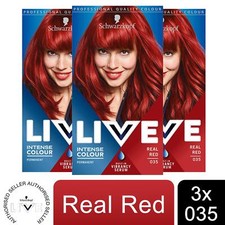 3x LIVE Tintura Permanente per Capelli Rosso Vero, Colore Intenso 035