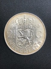 NETHERLANDS 2.5 GULDEN 1960