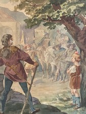 Bellissimo Pittura XIX Guazzo