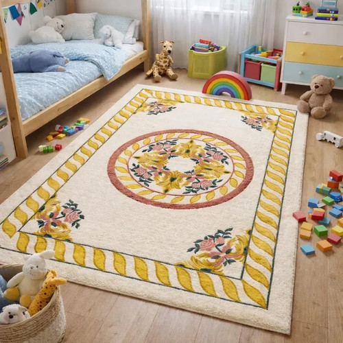 Tappeto floreale trapuntato - , a