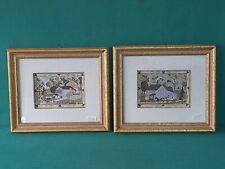 COPPIA QUADRI QUADRETTI VINTAGE REALIZZATI A MEZZO PUNTO CROCE FATTO A MANO.CF11