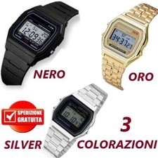 Orologio Uomo Donna Stile Casio Retrò Digitale Acciaio unisex Vintage Oro Silver