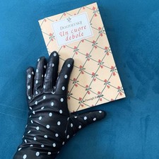 Guanti Vera Pelle Nero a Pois