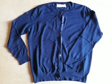 Cardigan donna a girocollo in viscosa blu con bottoni e maniche lunghe Zara tg.M