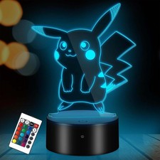 Lampada Da Comodino Luce Notturna Pkmn Starter Bambini Con Rgb Led Collezione_