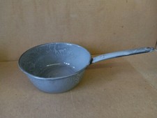 Pentola smaltata/granito grigia vintage con manico 