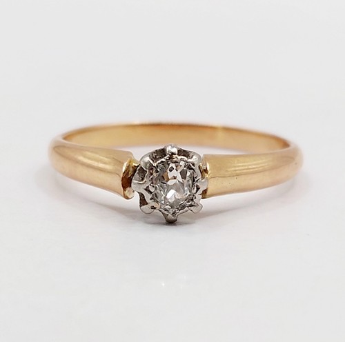 Anello solitario antico oro