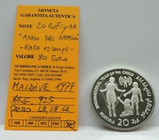 RARA MONETA IN ARGENTO 20 RUFIYAA MALDIVE 1979 "ANNO INT. BAMBINO" PROOF